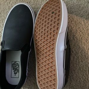 Almost new leather slip on vans
